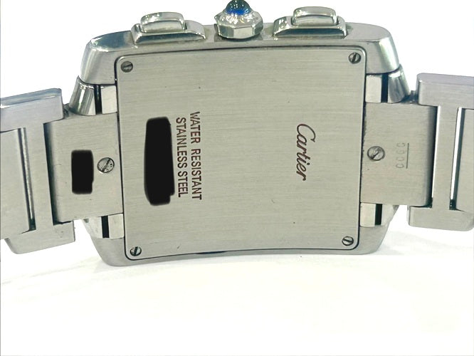 Cartier Stainless Steel Tank Francaise Chronoflex Chronograph White Dial 2303 28mm