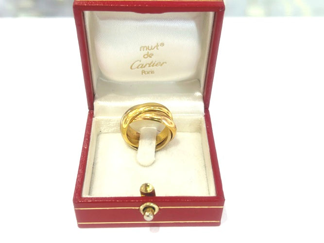 Cartier 18K Yellow/Rose & White Gold Tri-Color Rolling Ring Size 49 13.99 Grams