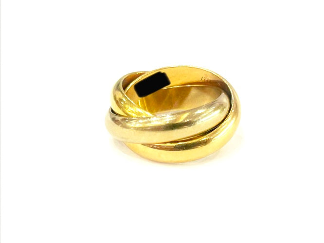 Cartier 18K Yellow/Rose & White Gold Tri-Color Rolling Ring Size 49 13.99 Grams