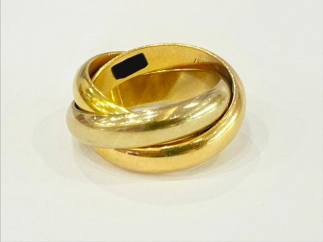 Cartier 18K Yellow/Rose & White Gold Tri-Color Rolling Ring Size 49 13.99 Grams