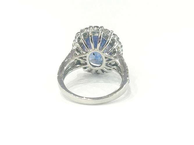 14K White Gold Kasmir Sapphire and Diamond Ring 9.14 Carats W/GIA Certificate