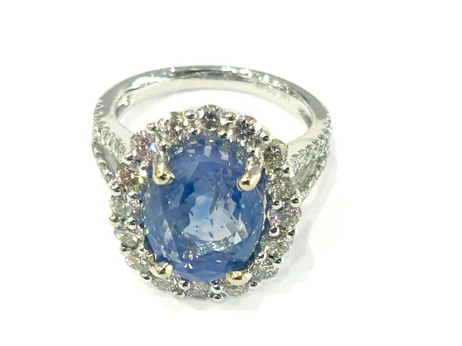 14K White Gold Kasmir Sapphire and Diamond Ring 9.14 Carats W/GIA Certificate