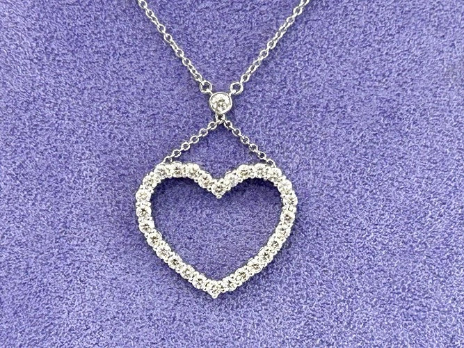 Platinum Tiffany & Company Diamond Heart Necklace 1.25 - 1.50 Carats