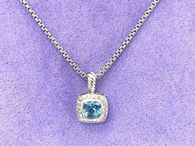 David Yurman Sterling Silver Albion Pave Diamond Pendant Necklace