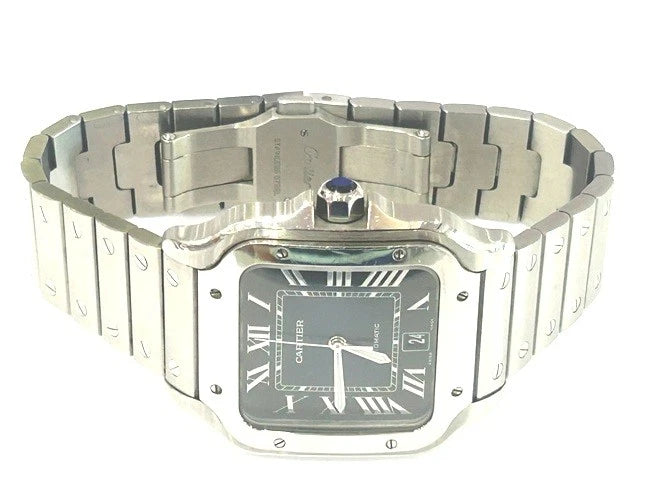 Cartier Stainless Steel Santos de Cartier Blue Dial WSSA0013 W/Box & Papers