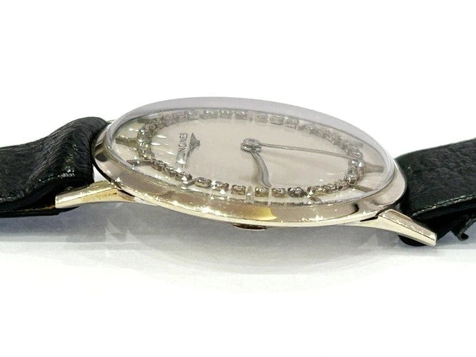 14K White Gold Longines Diamond String Dial Watch
