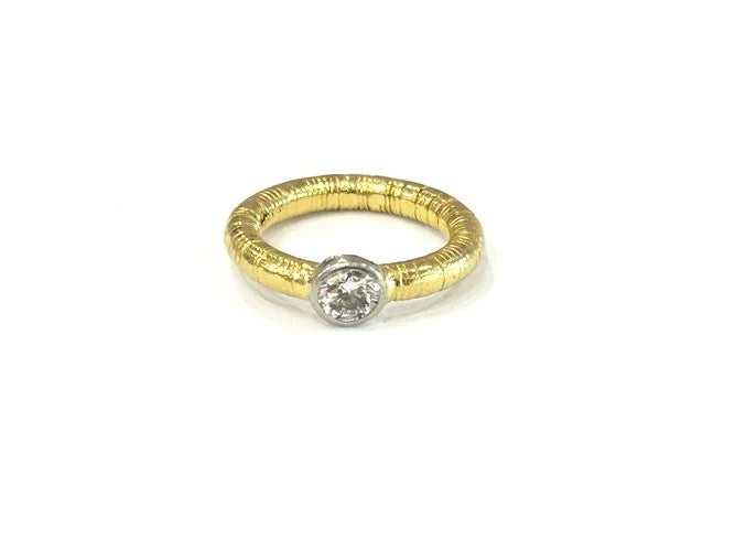 Platinum/18K Yellow Gold Single Diamond Pinky Ring 0.50 Carats