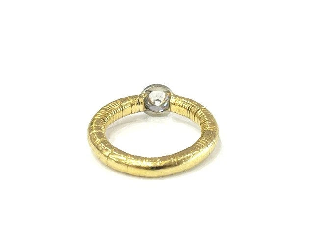 Platinum/18K Yellow Gold Single Diamond Pinky Ring 0.50 Carats