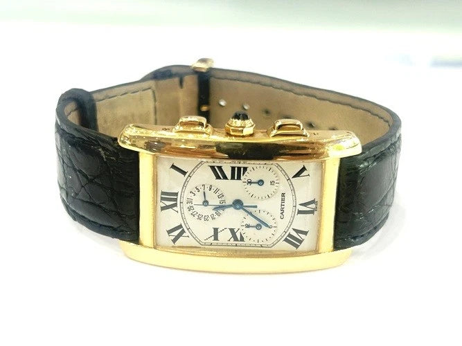 Cartier tank American / Tank Americaine' 18K Yellow Gold White Dial Watch 1730