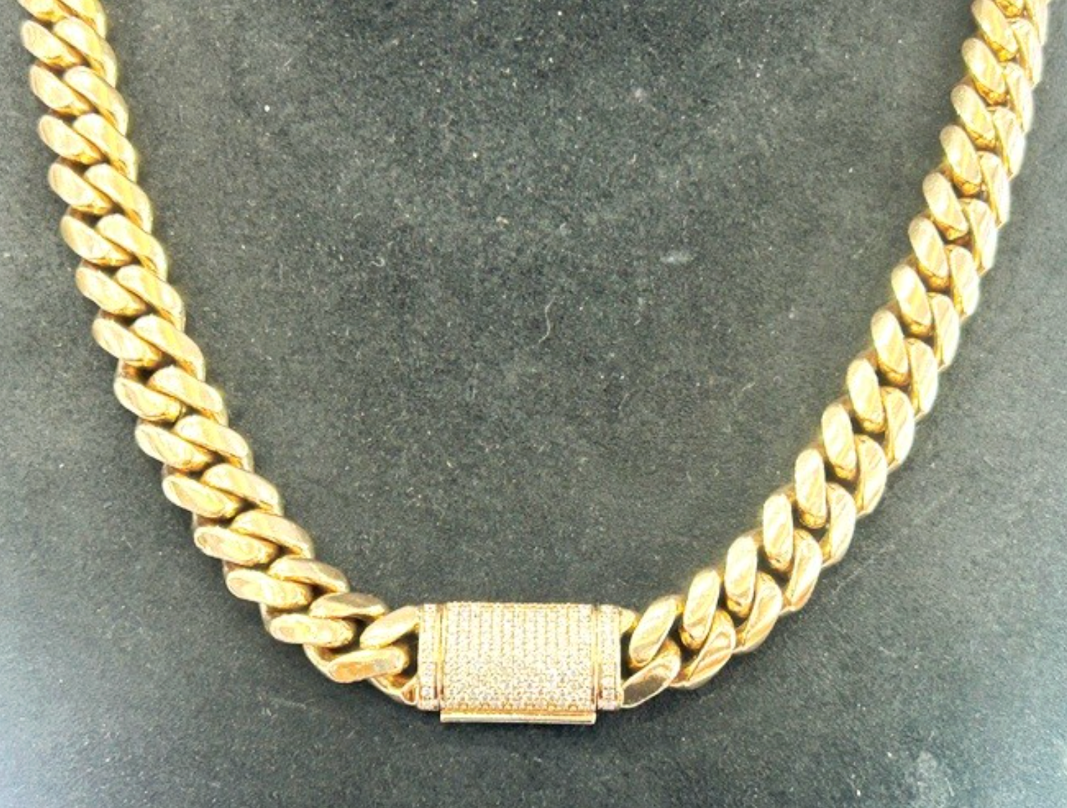 14K Rose Gold Cubak Link Chain with Diamond Lock 3.00 Carats