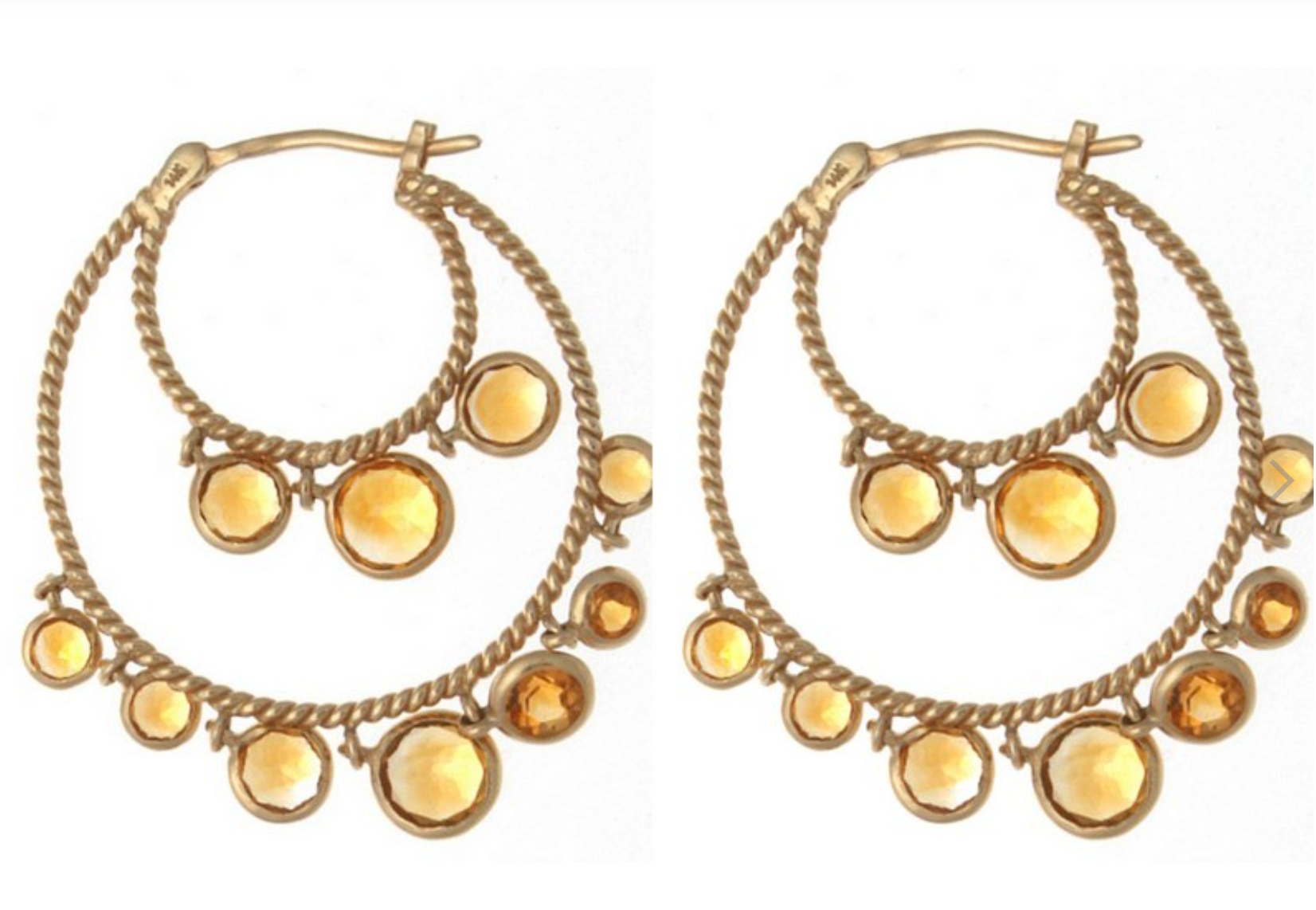14k Yellow Gold & Citrine Hoop Earrings 4.00 cts.