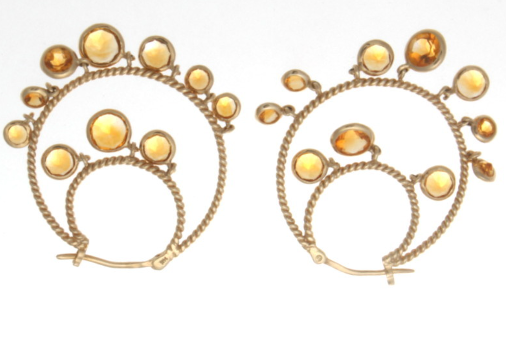 14k Yellow Gold & Citrine Hoop Earrings 4.00 cts.