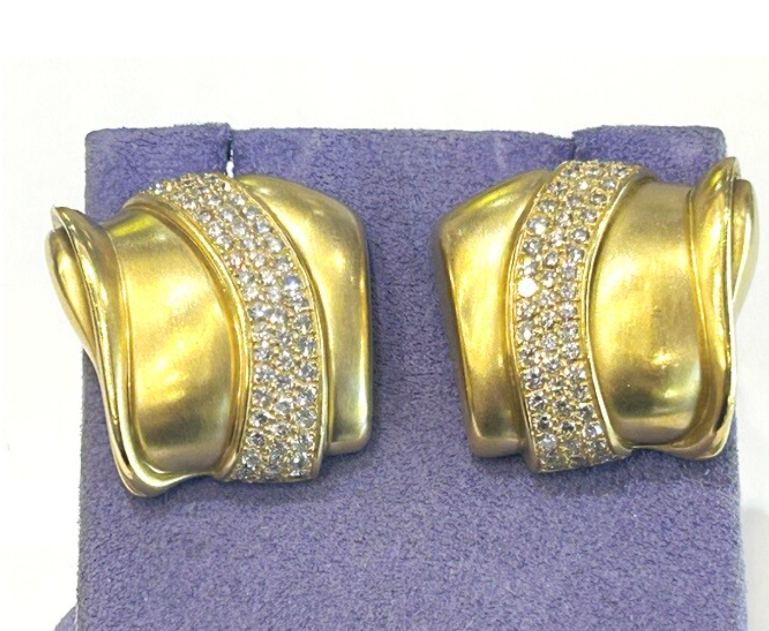 18K Yellow Gold Kieselstein - Cord Diamond Earrings 1.65 Carats