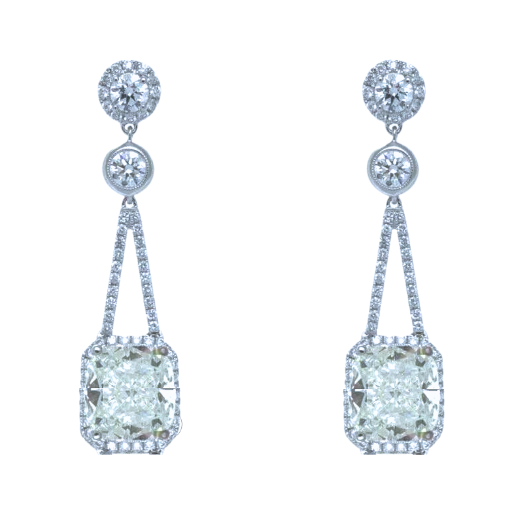 18KWG DIAMOND DROP  EARRINGS