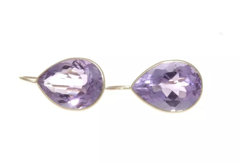 14K Yellow Gold Amethyst Teardrop Earrings 19.00 Carats