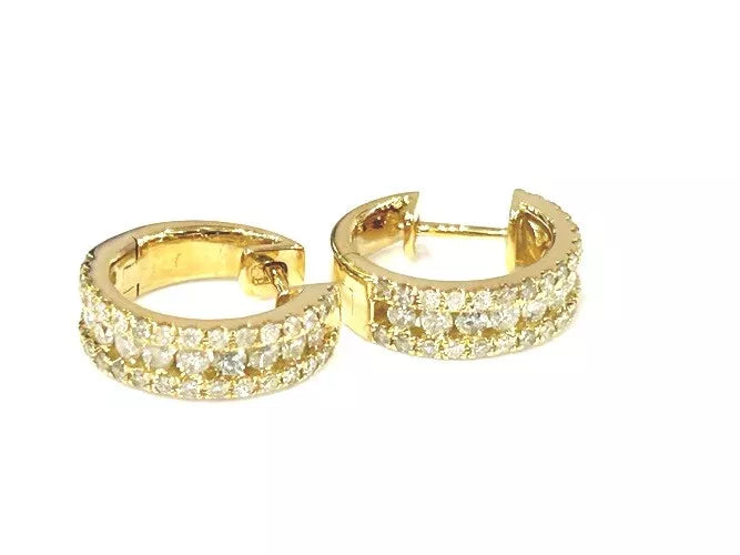 14K Yellow Gold Mini Diamond Huggie Earrings 1.00 Carats