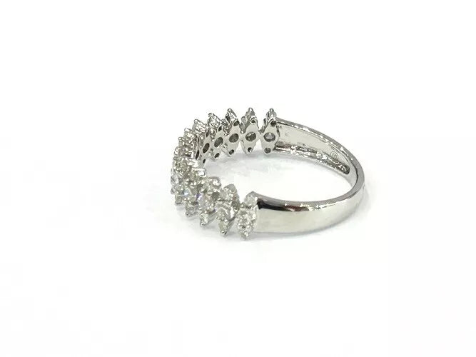 14K White Gold Half Eternity Diamond Spike Band Ring 0.73 Carats