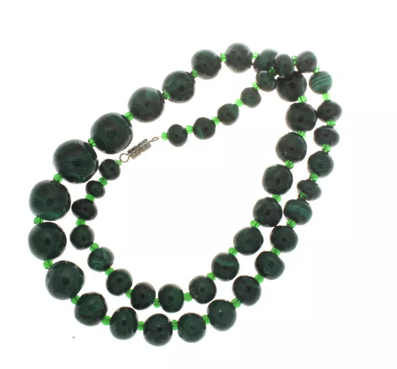 Very Fine Malachite Beaded Necklace 624 Cts. 22' Inches