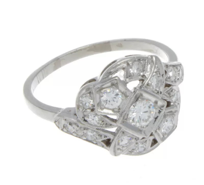 PLATINUM & DIAMOND ORIGINAL ART DECO RING 1.00 CTS. SIZE 7