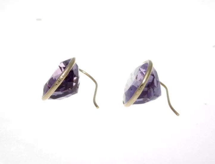 14K Yellow Gold Amethyst Teardrop Earrings 19.00 Carats