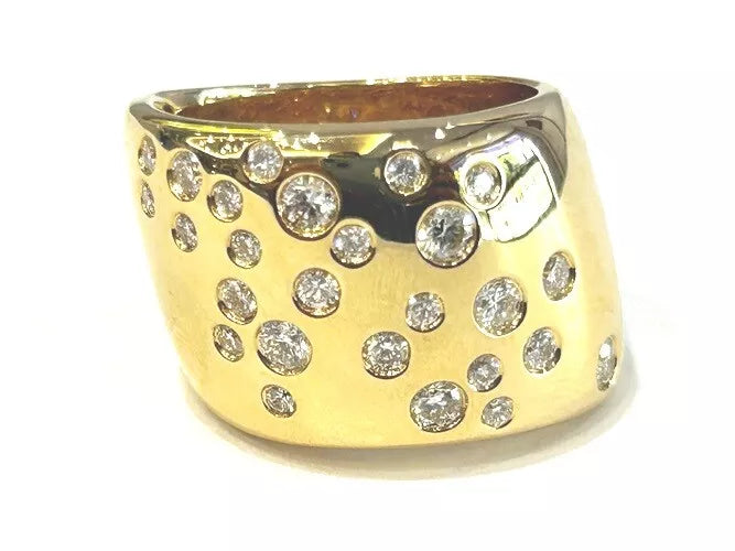 18K Yellow Gold Wide Confetti Diamond Flush Band 0.83 Carats