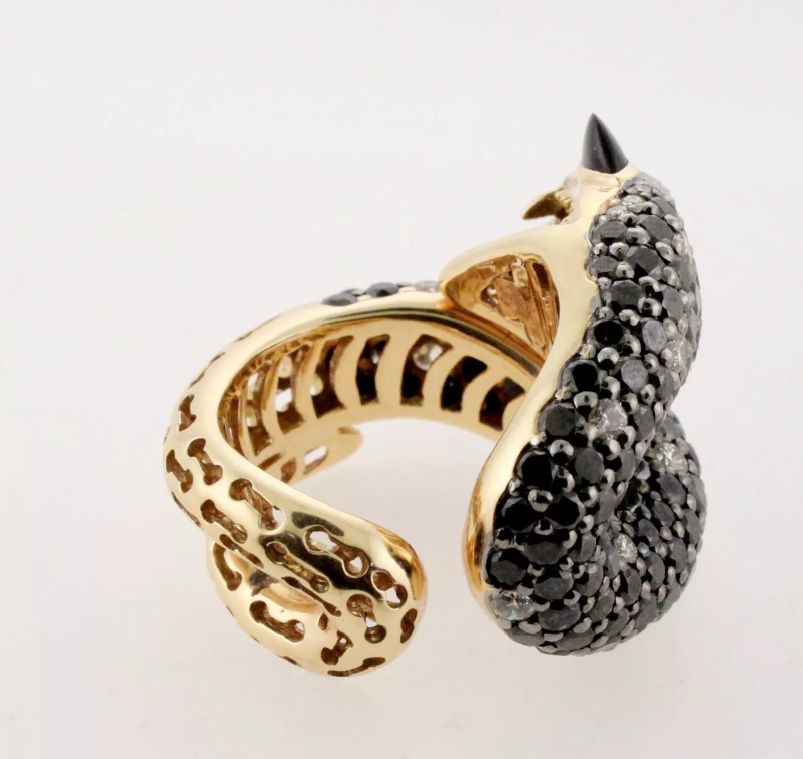 Authentic ZoraB Black Snake with Onyx Eye ring 18k Yellow Gold size 7