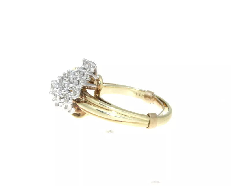 14K White/ Yellow Gold & Diamond Cluster Ring 1.00 Cts.