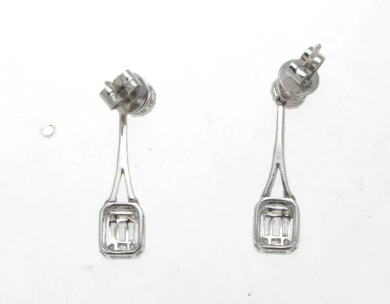 New 18k White Gold & Diamond Drop Earrings 1.00 Tcw.