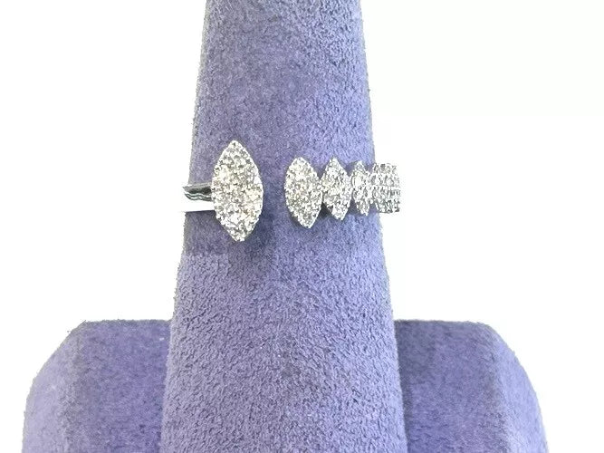 18K White Gold Open Wrap Diamond Pave Fashion Ring 0.42 Carats