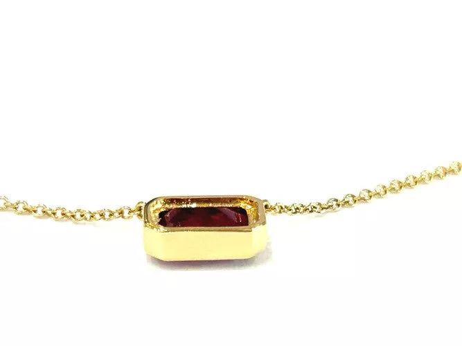 18K Yellow Gold Bezel Ruby Solitaire Ncklace 1.08 Carats