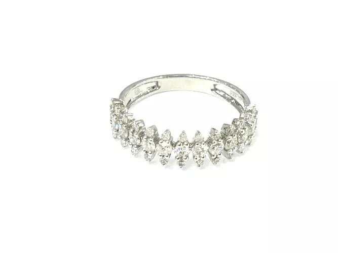 14K White Gold Half Eternity Diamond Spike Band Ring 0.73 Carats