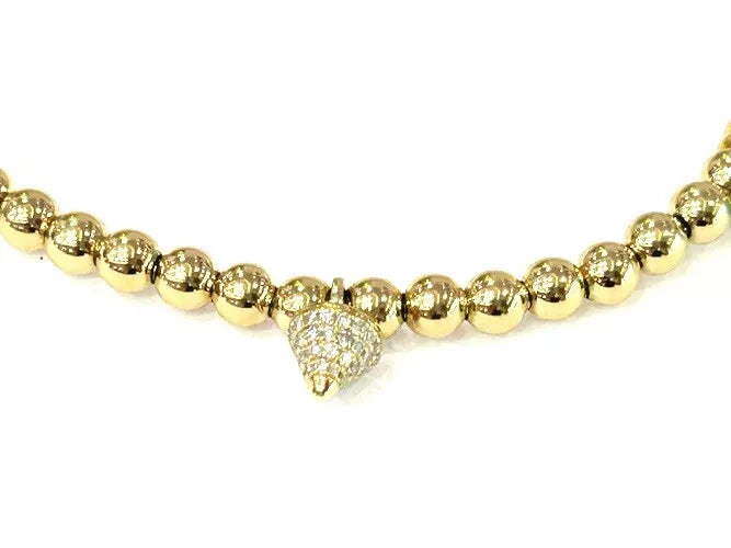 14K Yellow Gold Diamond & Baby Blue Bead Bracelet 0.54 Carats