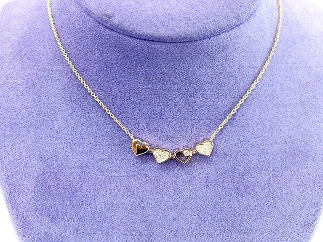 14KYG Four Leaf Clover Diamond Pendant Necklace 0.23CTS