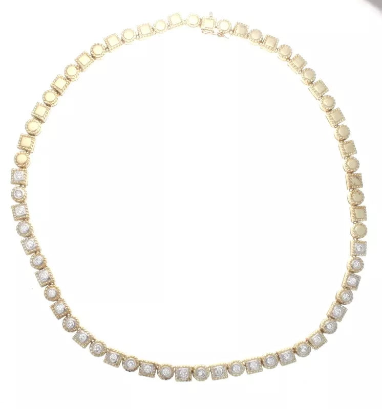 14K Yellow & White Gold Tennis Necklace 16.5' Inches 2.25 Cts.