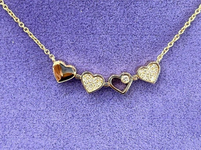 14KYG Four Leaf Clover Diamond Pendant Necklace 0.23CTS