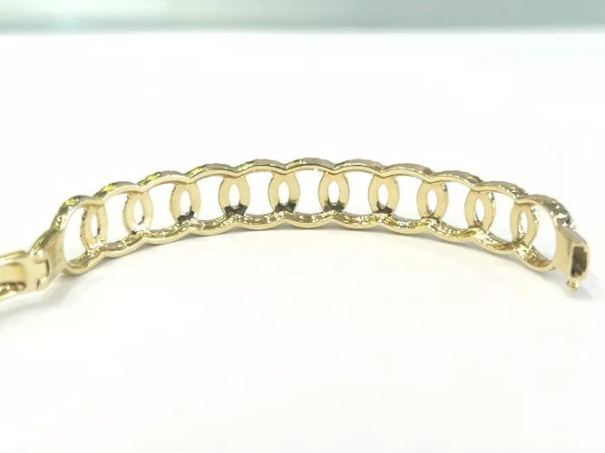 14K Yellow Gold Interlocking Circle Diamond Bangle Bracelet 1.06 Carats