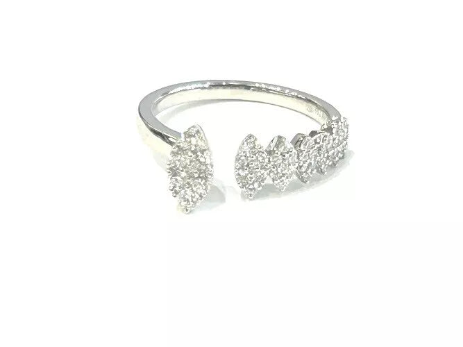 18K White Gold Open Wrap Diamond Pave Fashion Ring 0.42 Carats