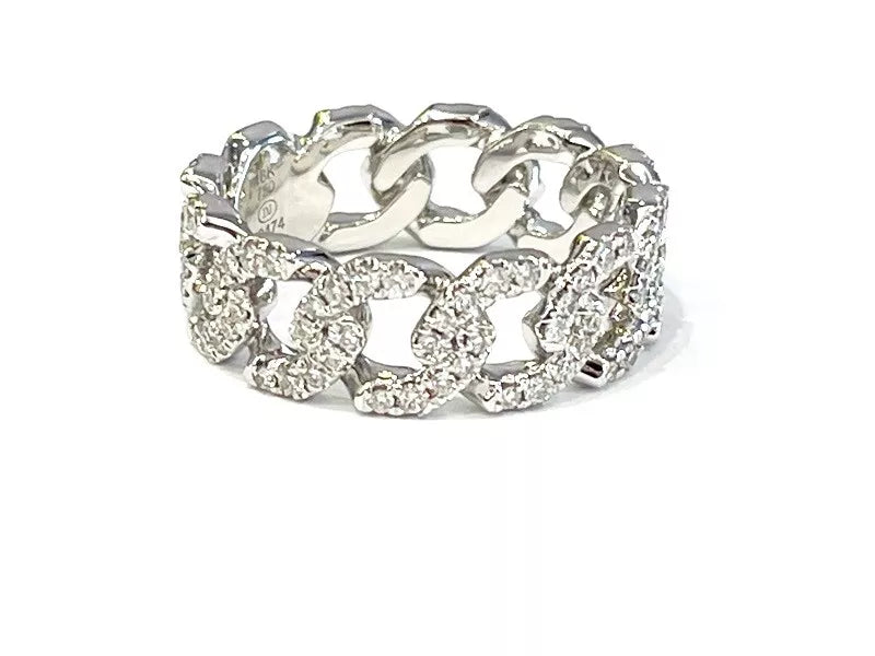 Diamond 18K White Gold Cuban Link Ring 0.67 Carats