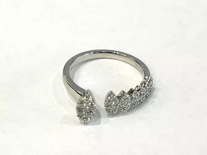 18K White Gold Open Wrap Diamond Pave Fashion Ring 0.42 Carats