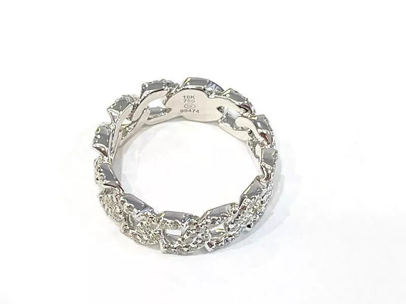 Diamond 18K White Gold Cuban Link Ring 0.67 Carats