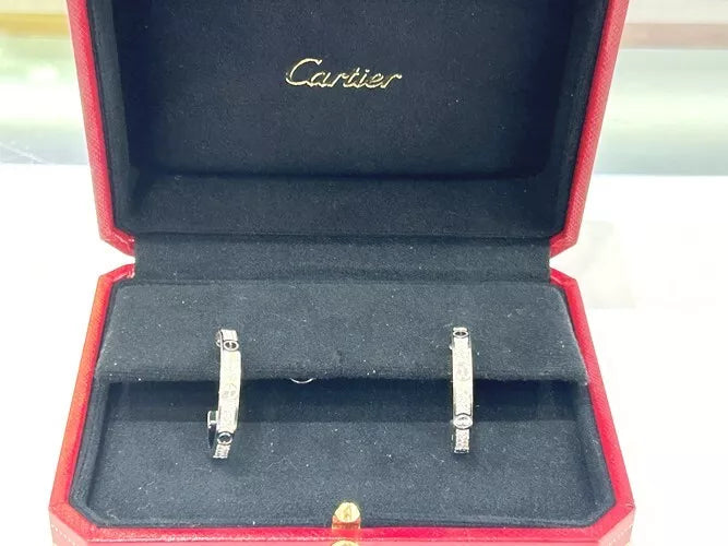 Cartier 18K White Gold Love Diamond Earrings 0.51 Carats Box & Papers