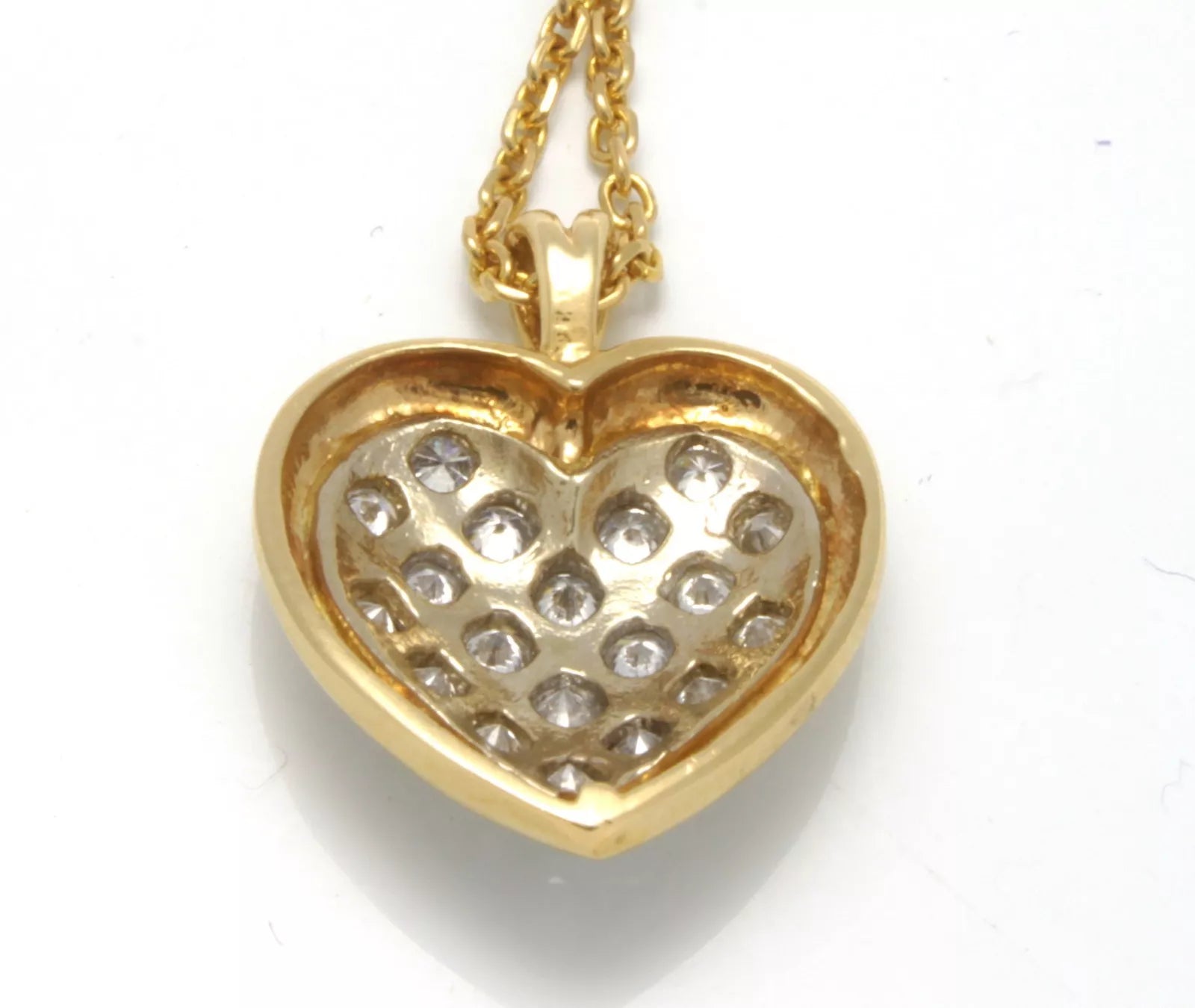 14K White & Yellow Gold Diamond Heart Pendant Necklace 1.00 cts.