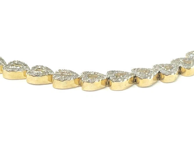 14K Yellow Gold Diamond Heart Tennis Bracelet 1.50 Carats