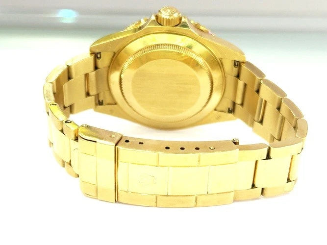 Rolex 18K Yellow Gold Submariner Purple Blue Dial Watch Box & Papers 16618