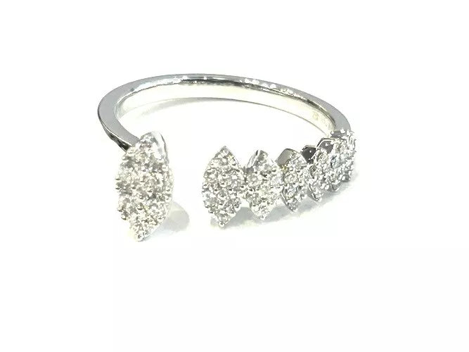 18K White Gold Open Wrap Diamond Pave Fashion Ring 0.42 Carats