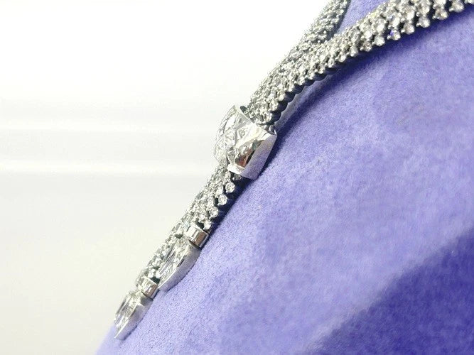 18K White Gold Diamond Lariet Rope Necklace 63.00-70.00 Carat Total Weight