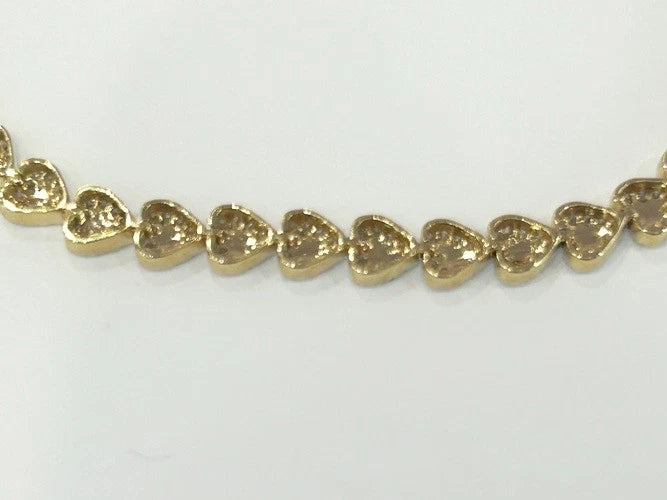 14K Yellow Gold Diamond Heart Tennis Bracelet 1.50 Carats