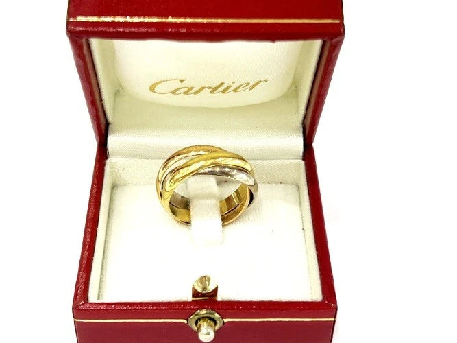 Cartier 18K Rose-Yellow & White Gold Trinity Ring Classic Model Size 54 W/Box