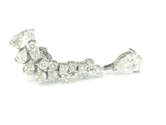 18K White Gold diamond Cluster Drop Earrings 2.43 Carats