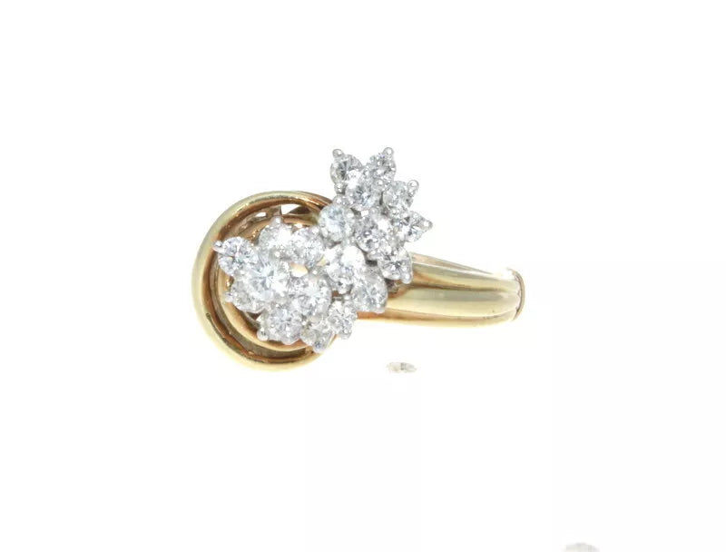 14K White/ Yellow Gold & Diamond Cluster Ring 1.00 Cts.